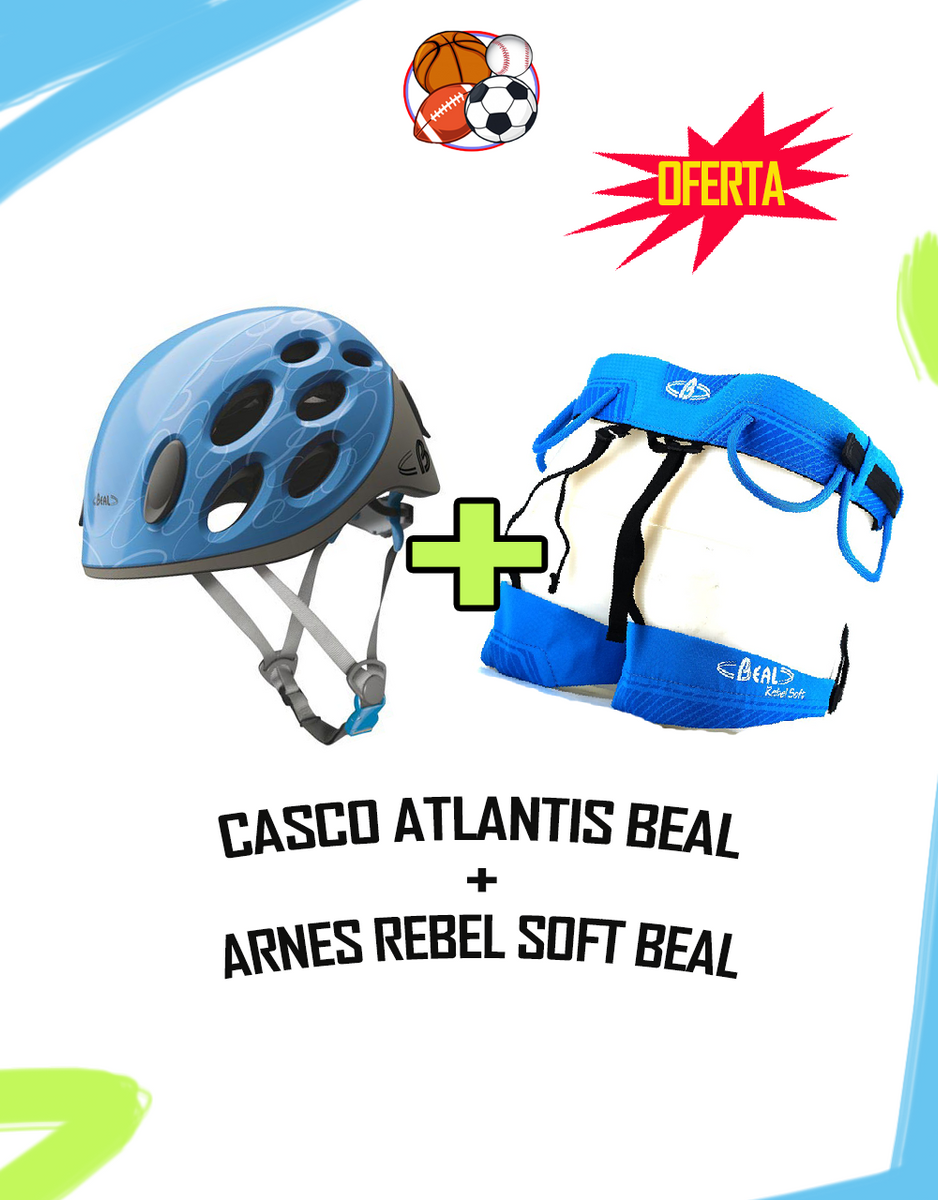 PACK ESCALADA CASCO ATLANTIS + ARNES REBEL SOFT